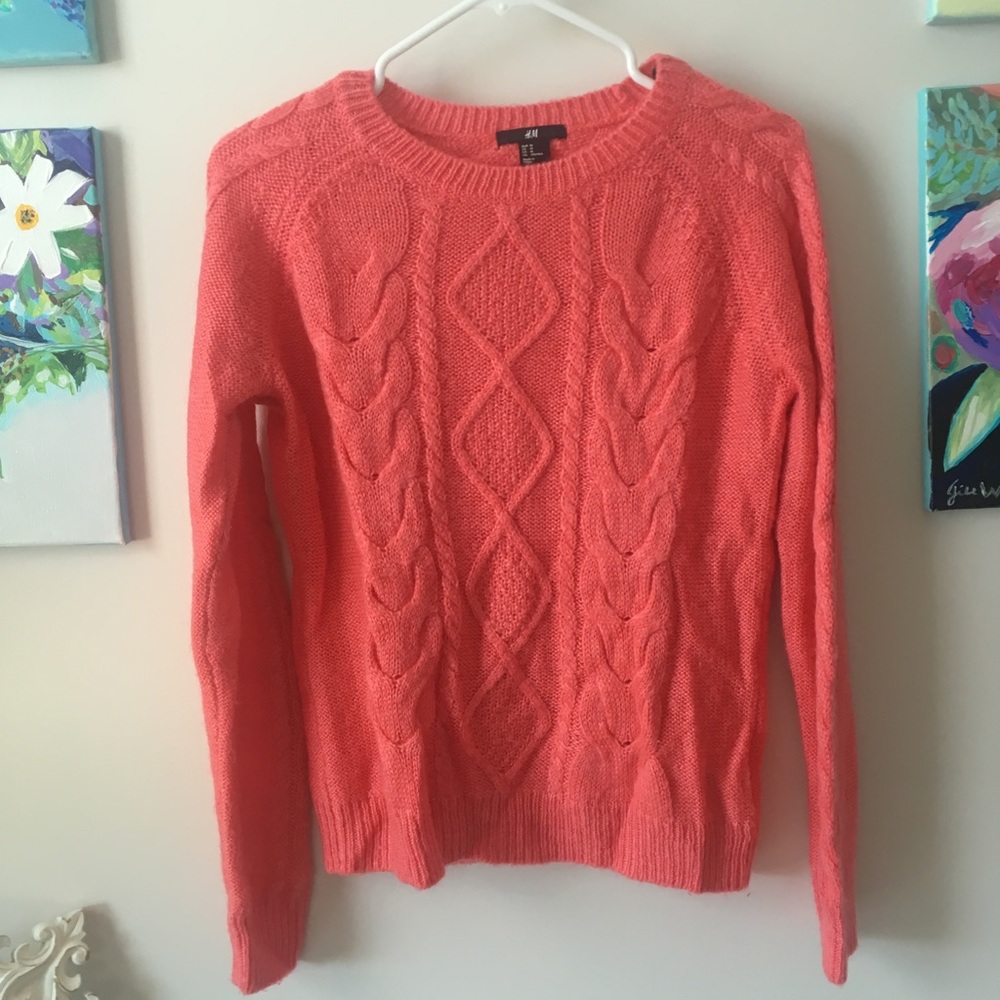 Peach pink cable sweater